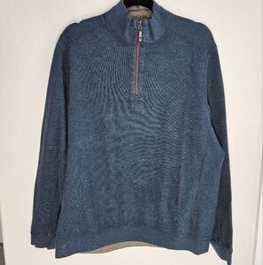 Tommy Bahama Mens Blue QuarterZip Pullover Sweatshirt Embroidered Marlin Size XL